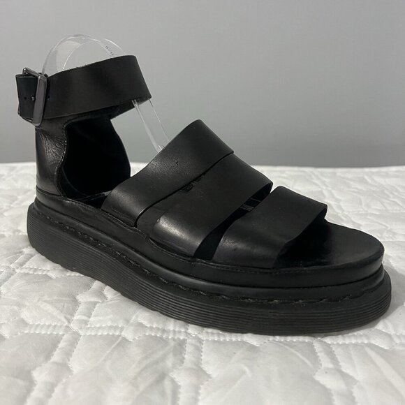 Dr Martens Clarissa II Black Leather Gladiator Sandals Women Size 8 Strappy - Picture 2 of 10